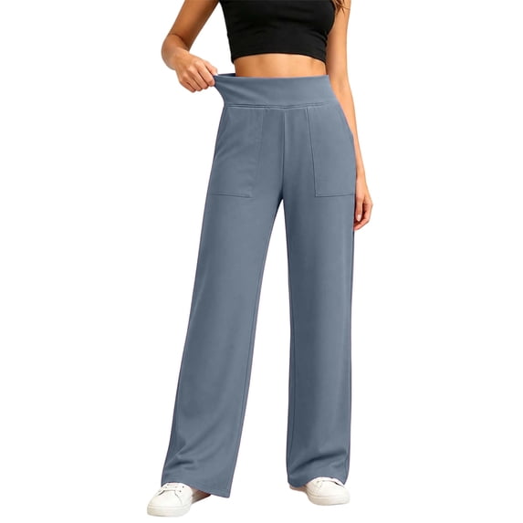 CQONEPT Leggings for Women High Stretch Wide Leg Yoga Pants Trendy Soft Comfy High Waisted Casual Fall Fashion Pants with Pockets
