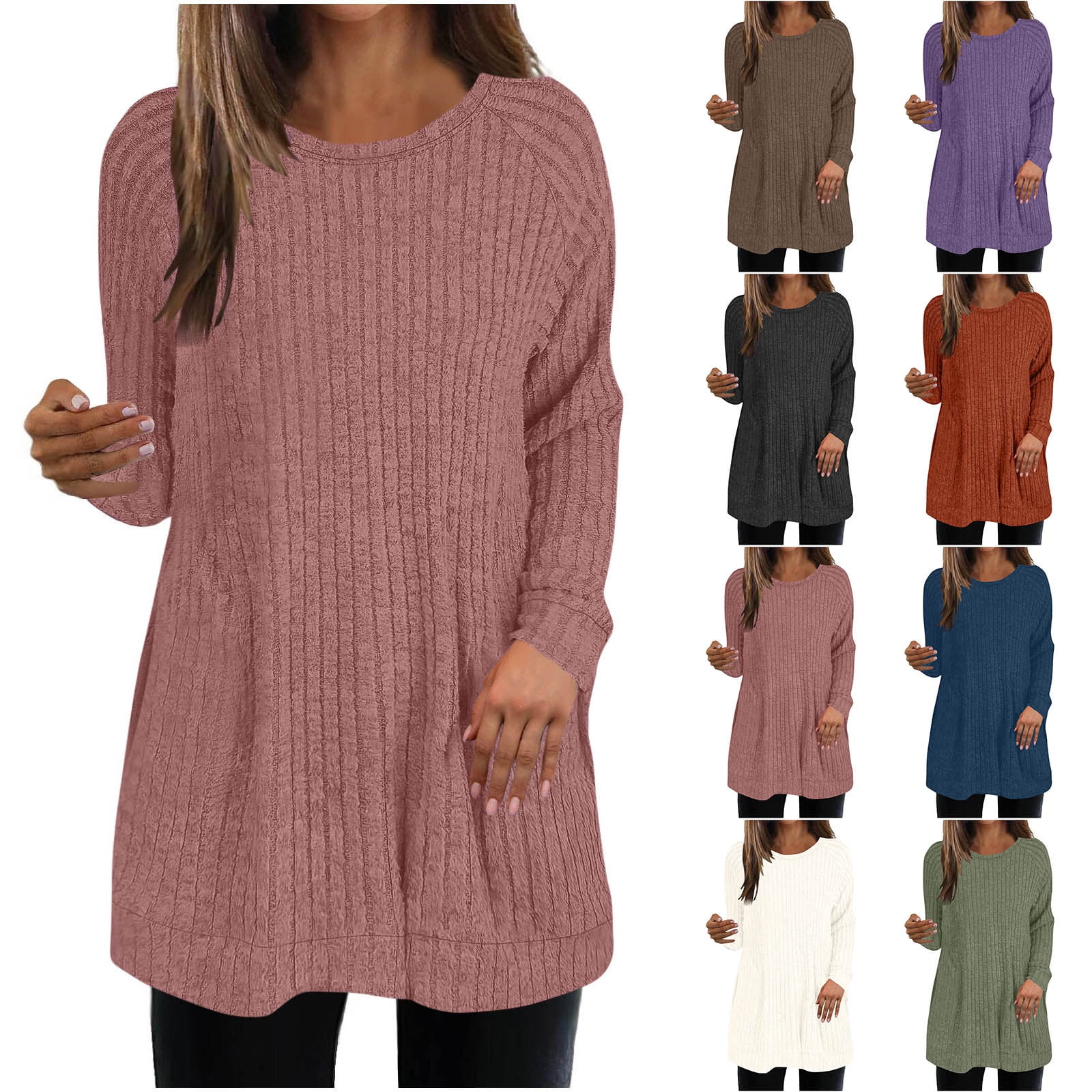 Saloogoe Women's Long Sleeve Tunic Top - Loose Fit Crewneck Pullover For Fall - View #5