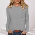 thumbnail image 1 of CQONEPT Long Sleeve Shirts with Pockets for Women Waffle Knit Trendy Fall Fashion Dressy Casual Blouses Shirt Top Outfits Gray XL, 1 of 7