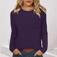 thumbnail image 1 of CQONEPT Long Sleeve Shirts with Pockets for Women Waffle Knit Trendy Fall Fashion Dressy Casual Blouses Shirt Top Outfits Purple L, 1 of 7