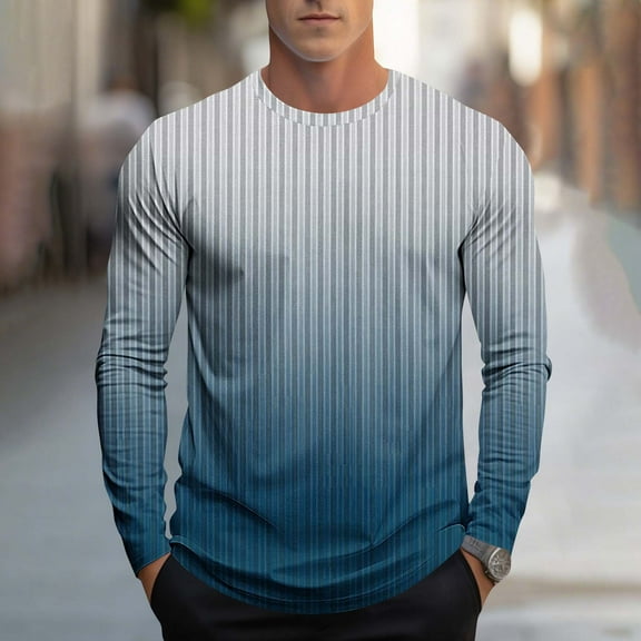 CQONEPT Long Sleeve Tops for Mens Color Block Casual Pullover Tops Crewneck Tunic Tops Fall Winter Tees Navy L