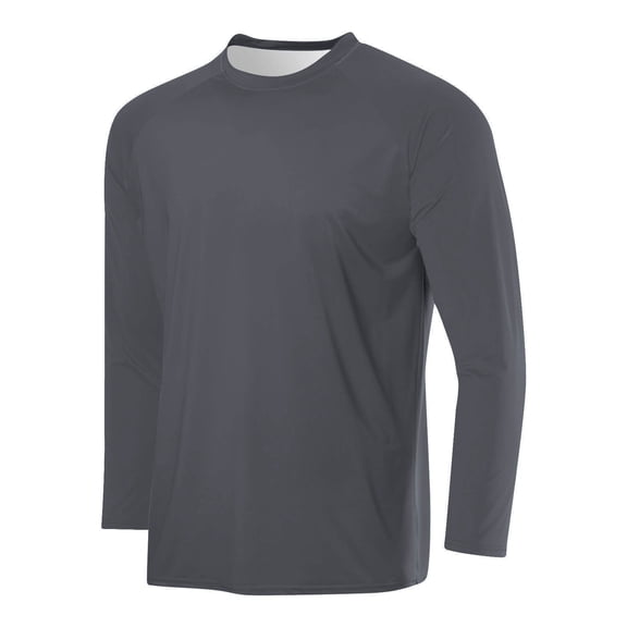 CQONEPT Long Sleeve Tops for Mens Crewneck Dressy Casual Tunic Tops Solid Color Comfortable Pullover Tops Dark Gray 3XL