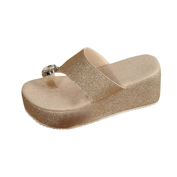 CQONEPT Low Wedge Sandals Women Dressy Summer Flat Comfortable Fashion Beach Cute Ladies Slides Casual Dress Women's Cross Strap Sandals 2025 Gold Size 4.5