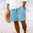 thumbnail image 1 of CQONEPT Men Waffle Shorts with Pockets Summer Beach Shorts Pants Drawstring Vacation Breathable Short Pants Light Blue XL, 1 of 6