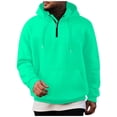 thumbnail image 1 of CQONEPT Men's 1/4 Zip Sweatshirts Drawstring Pullover Tops Fleece Hoodies Lounge Warm Hooded with Pockets Mint Green 2XL, 1 of 5