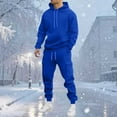 thumbnail image 1 of CQONEPT Men's 2 Piece Outfits Sweatshirt Joggers Hoodies Drawstring Sweatpants Casual Sweatsuit Sets with Pockets Blue S, 1 of 4