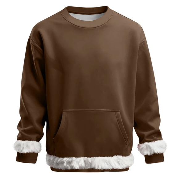 CQONEPT Men's Big and Tall 1/4 Sweatshirt Fall Fashion Casual Pullover Sweatshirts Sports Outdoor Winter Cloth with Kangaroo Pocket Brown S