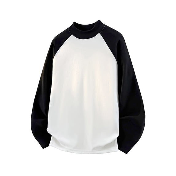 CQONEPT Men's Big and Tall Long Sleeve Tops Fleece Lined Sweatshirts Color Block Fall Fashion Pullover Tops White XL