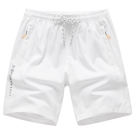CQONEPT Men's Big and Tall Shorts Loose Fit Athletic Shorts with Zipper Pockets Quick Dry Running Sports Shorts White 3XL