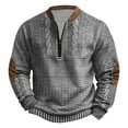 thumbnail image 1 of CQONEPT Men's Big and Tall Sweaters Lapel Neck Sweatshirts Cable Heavyweight Pullover Tops Pullover Tops Gray 2XL, 1 of 2