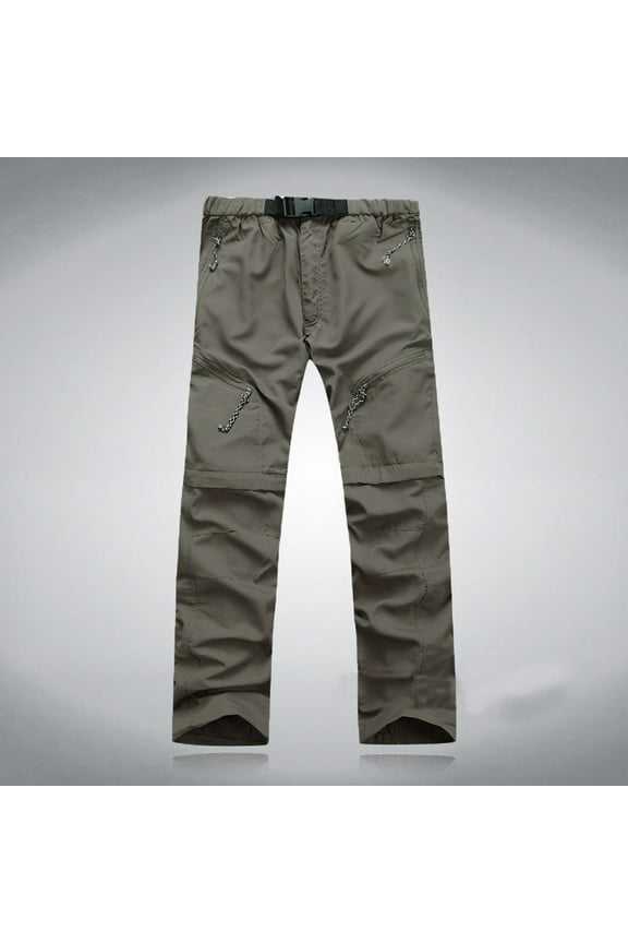 Men's Cargo Pant Quick Dry Baggy Convertible Pants Camping Hiking Fishing Wide Leg Trousers with Zip Pocket Khaki 3XL