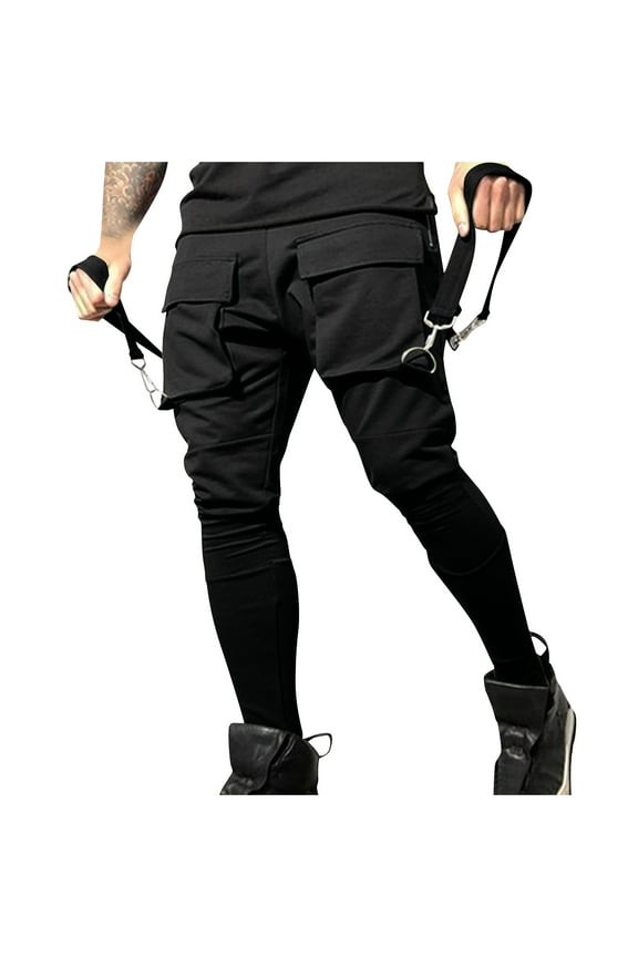 Men's Cargo Pants Joggers Baggy Gothic Pants Streetwear Hip Hop Pants Summer Fashion Pants for Men Black XL