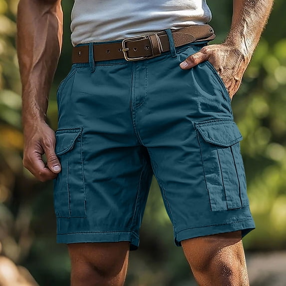 CQONEPT Men's Cargo Shorts Outdoors Hiking Camping Shorts Ripstop Durable Short Pants with Multi Pockets Dark Blue 3XL