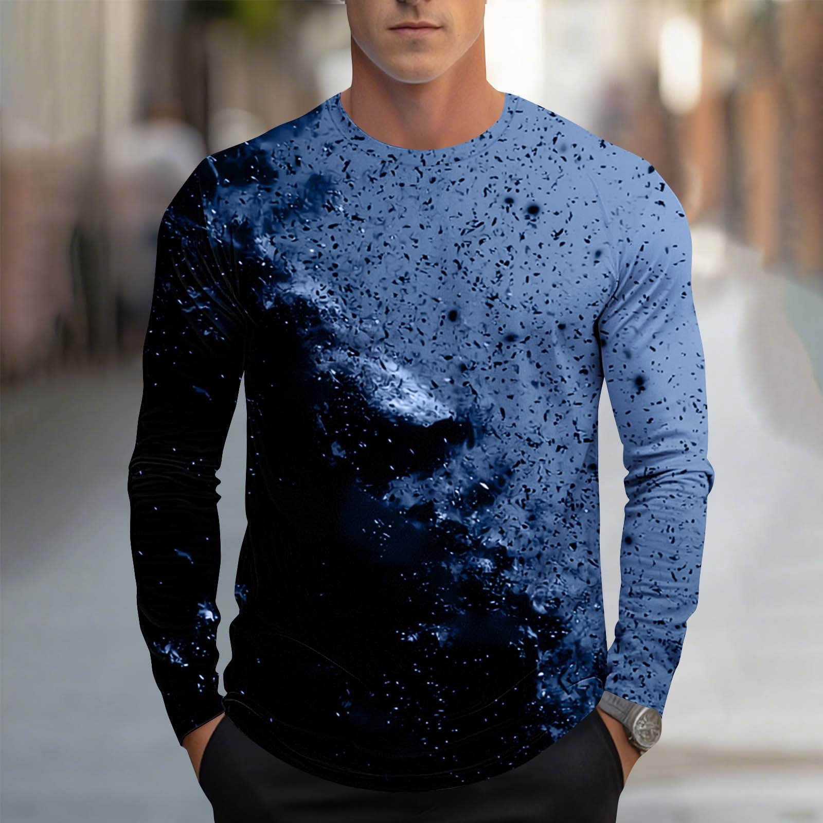 CQONEPT Men's Color Block Tshirt Long Sleeve Lounge Y2K Tunic Tops Fall ...