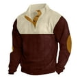 thumbnail image 1 of CQONEPT Men's Corduroy Pullover Tops Warm Winter Long Sleeve Tops Color Block Casual Outdoor Tunic Tops Wine XL, 1 of 6