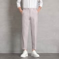 thumbnail image 1 of CQONEPT Men's Dress Pant Pleated Linen Suit Pants High Waist Straight Leg Business Casual Trousers with Pockets Gray 3XL, 1 of 5
