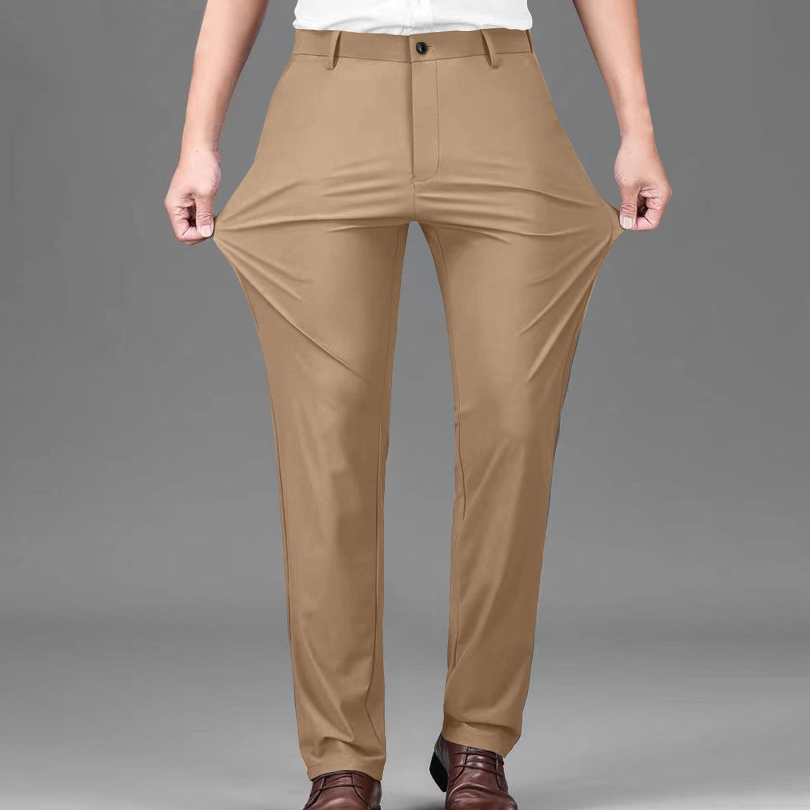 CQONEPT Men's Dress Pants Stretchy Skinny Leg Lounge Office Slacks Pant ...