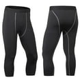 thumbnail image 1 of CQONEPT Men's Gym Pants Stretch Compression Lightweight Capris Pants Skinny Sports Training Leggings Black L, 1 of 7