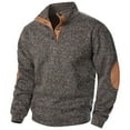 thumbnail image 1 of CQONEPT Men's Henley Lapel Neck Sweatshirts Fleece Solid Color Pullover Fashion Running Winter Clothes Coffee 2XL, 1 of 4