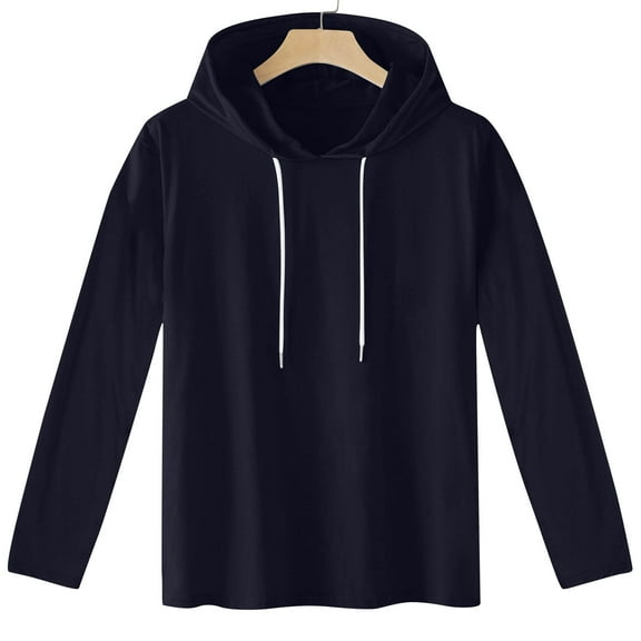 CQONEPT Men's Hoodies Drawstring Lightweight Sweatshirts Plain Lounge Hooded Outdoor Trendy Clothes Navy 3XL