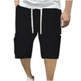 thumbnail image 1 of CQONEPT Men's Knee Length Pants Comfy Casual Loose Fit Cargo Pants Drawstring Outdoor Workouts Pant with Pockets, 1 of 5