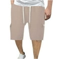 thumbnail image 1 of CQONEPT Men's Knee Length Pants Comfy Casual Loose Fit Cargo Pants Drawstring Outdoor Workouts Pant with Pockets, 1 of 5
