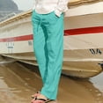 thumbnail image 1 of CQONEPT Men's Linen Cotton Pants Drawstring Baggy Lounge Big and Tall Pant Elastic Waisted Lightweight Y2k Trousers with Pockets Mint Green XXL, 1 of 5