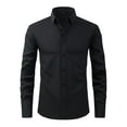 thumbnail image 1 of CQONEPT Men's Long Sleeve Shirts Lapel Neck Button Down Tunic Tops Lightweight Blouse Classic Fit Clothes Black S, 1 of 6