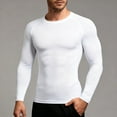thumbnail image 1 of CQONEPT Men's Long Sleeve Shirts Skinny Fleece Undershitrts Athletic Running Blouse Crewneck Winter Tunic Tops White 3XL, 1 of 5