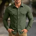 thumbnail image 1 of CQONEPT Men's Long Sleeve Tactical Shirt Ripstop UPF 50+ Top Breathable Button Down Outdoor Hiking Clothes with Pockets Army Green 4XL, 1 of 7