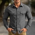 thumbnail image 1 of CQONEPT Men's Long Sleeve Tactical Shirt Ripstop UPF 50+ Top Breathable Button Down Outdoor Hiking Clothes with Pockets Gray XL, 1 of 7
