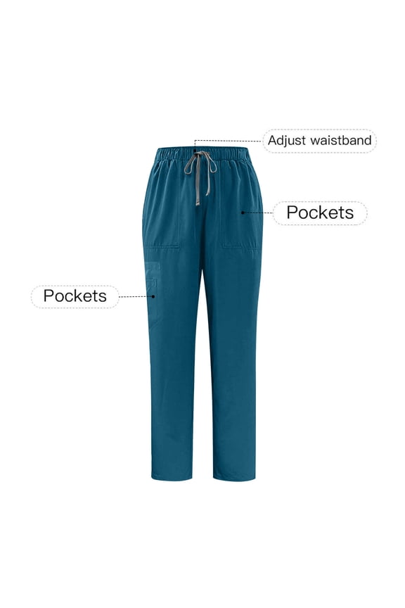 Men's Nursing Pants Breathable Loose Fit Medical Pant Drawstring Straight Leg Stretch Lightweight Trousers with Pockets Navy M