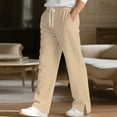 thumbnail image 1 of CQONEPT Men's Pants Bootcut Wide Leg Drawstring Full Length Pant Casual Slacks Baggy Trendy Trousers with Pocket Khaki 2XL, 1 of 7