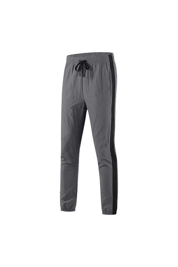 Men's Pants Drawstring Elastic Waist Slim Fit Straight Leg Side Stripe Pant Lounge Loose Fit Workouts Golf Pant with Pockets Gray S