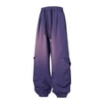 thumbnail image 1 of CQONEPT Men's Parachute Pants Drawstring Baggy Casual Ice Silk Bloomers Pant Fashion Workouts Pants with Pockets Purple M, 1 of 5