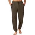 thumbnail image 1 of CQONEPT Men's Pj Pant Sleepwear Lightweight Drawstring Tapered Pants Elastic Waist Pajama Bottom with Pockets Coffee M, 1 of 6