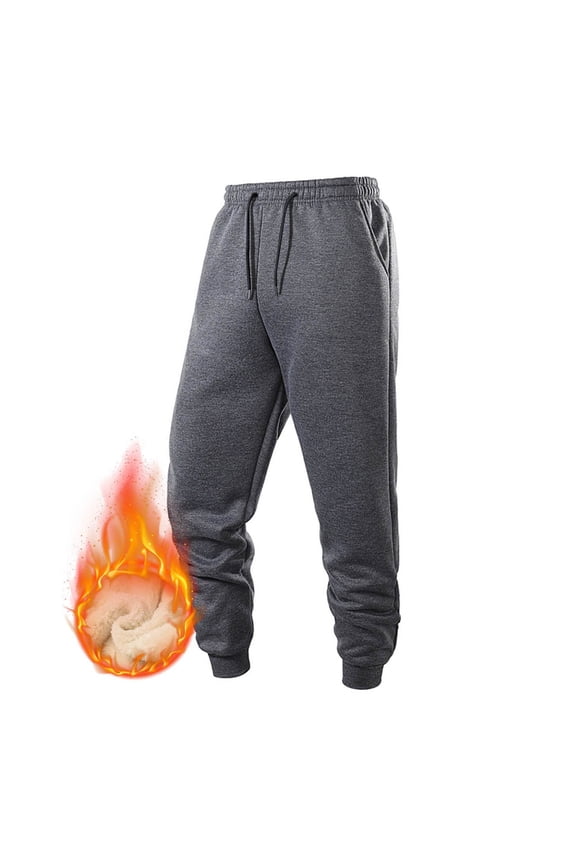 Men's Sherpa Lined Sweatpants Elastic Waist Jogger Pant Thick Thermal Winter Loose Fit Pants with Pockets Dark Gray L