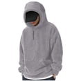 thumbnail image 1 of CQONEPT Men's Sherpa Lined Sweatshirts 1/4 Zip Casual Hoodies Warm Winter Clothes Outdoor Pullover Hooded Gray 2XL, 1 of 5