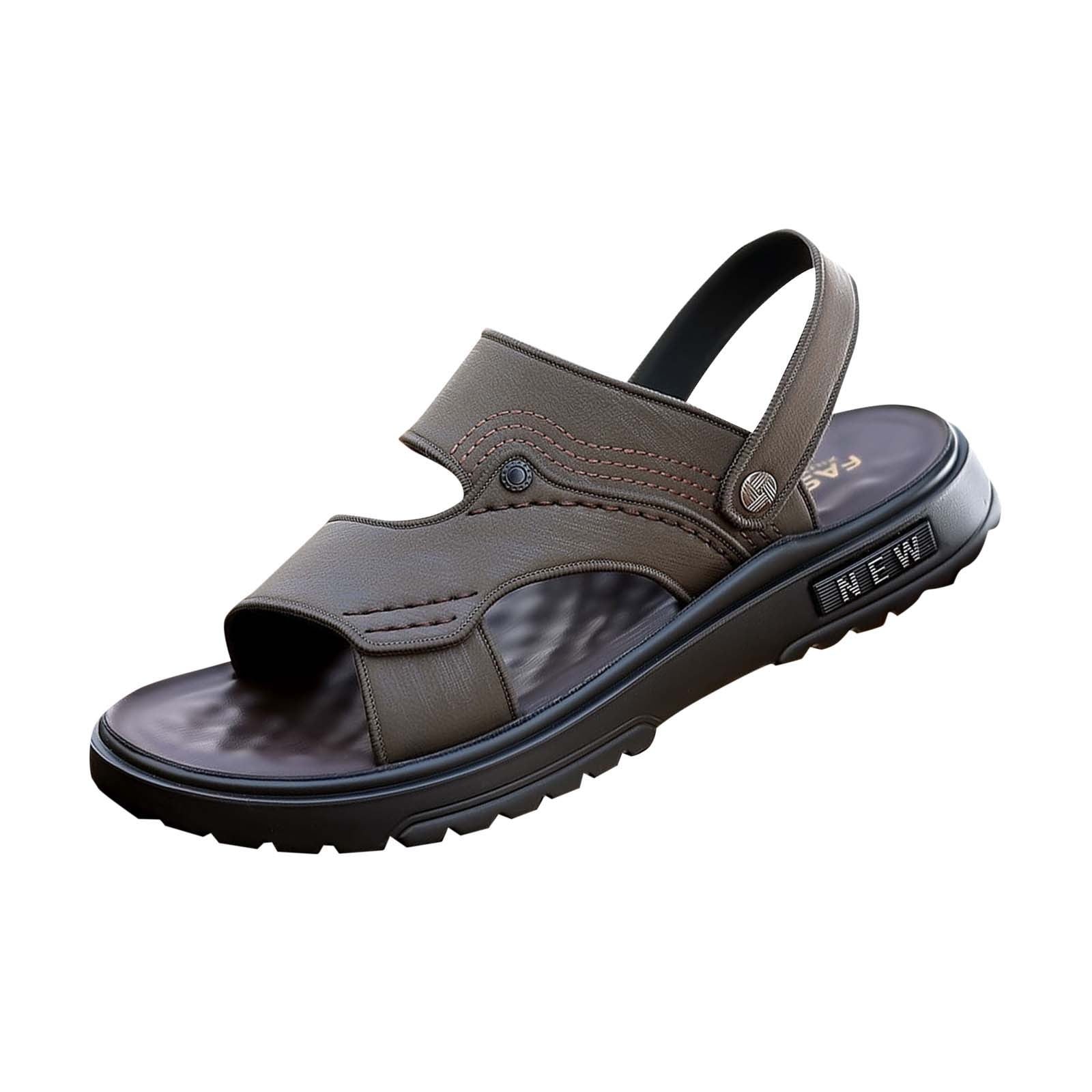 ?Men\'s Hiking Sandals Khaki Leather Athletic Casual Outdoor Sports Shoes Bulk GOLDEN CAMEL Mens Waterproof Hiking Sandals Adjustable  main image 3