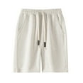 thumbnail image 1 of CQONEPT Men's Sweat Shorts Drawstring Elastic Waist Short Pants Leisure Sports Running Pants with Pockets Beige L, 1 of 6