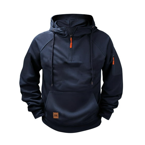 CQONEPT Men's Sweatshirts 1/4 Zip Casual Pullover Tops Tactical Workouts Heavyweight Clothes with Pockets Navy S