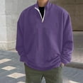 thumbnail image 1 of CQONEPT Men's Sweatshirts Drop Shoulder 1/4 Zip Pullover Tops Long Sleeve Casual Tunic Tops Fall Winter Clothes Purple 2XL, 1 of 6
