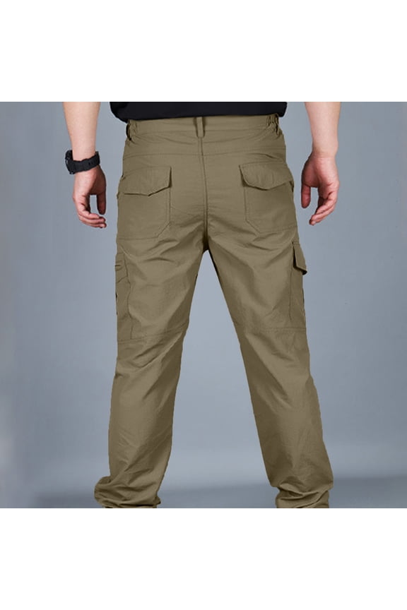 Men's Tactical Pants Big and Tall Quick Dry Waterproof Cargo Pant Casual Loose Fit Camping Hiking Trousers with Pockets Khaki XXXXL