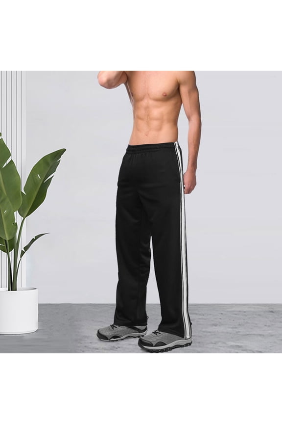 Men's Tear Away Pants High Split Snap Button Surgery Pant Big and Tall Baggy Basketball Side Button Trousers with Pockets Black M
