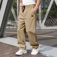 thumbnail image 1 of CQONEPT Men's Twill Chino Pants Drawstring Elastic Waist Pants Casual Baggy Athletic Streetwear Trousers with Pockets Khaki XL, 1 of 6