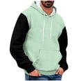 thumbnail image 1 of CQONEPT Men's Winter Hoodies Drawstring Lounge Sweatshirts Color Block Pullover Tops Fashion Clothes with Pockets Mint Green XL, 1 of 4