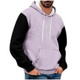 thumbnail image 1 of CQONEPT Men's Winter Hoodies Drawstring Lounge Sweatshirts Color Block Pullover Tops Fashion Clothes with Pockets Purple M, 1 of 4
