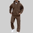 thumbnail image 1 of CQONEPT Mens 2 Piece Tracksuit Sweatsuit Casual Outfit Drawstring Sweatpants Sweatshirt Sets with Multi Pockets Brown XL, 1 of 7