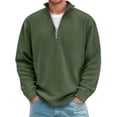 thumbnail image 1 of CQONEPT Mens Big and Tall Corduroy Quarter Zip Sweatshirt Casual Henly Sweater Trendy Tops Lightweight Stand Collar Pullover Shirts with Pockets Army Green XL, 1 of 7