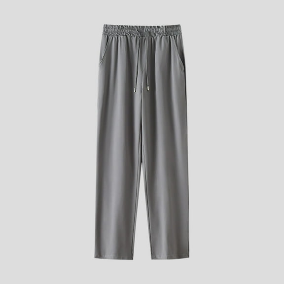 CQONEPT Mens Big and Tall Pants Lounge Baggy Straight Leg Drawstring Pant Comfy Pant Lightweight Trousers with Pockets Gray 5XL
